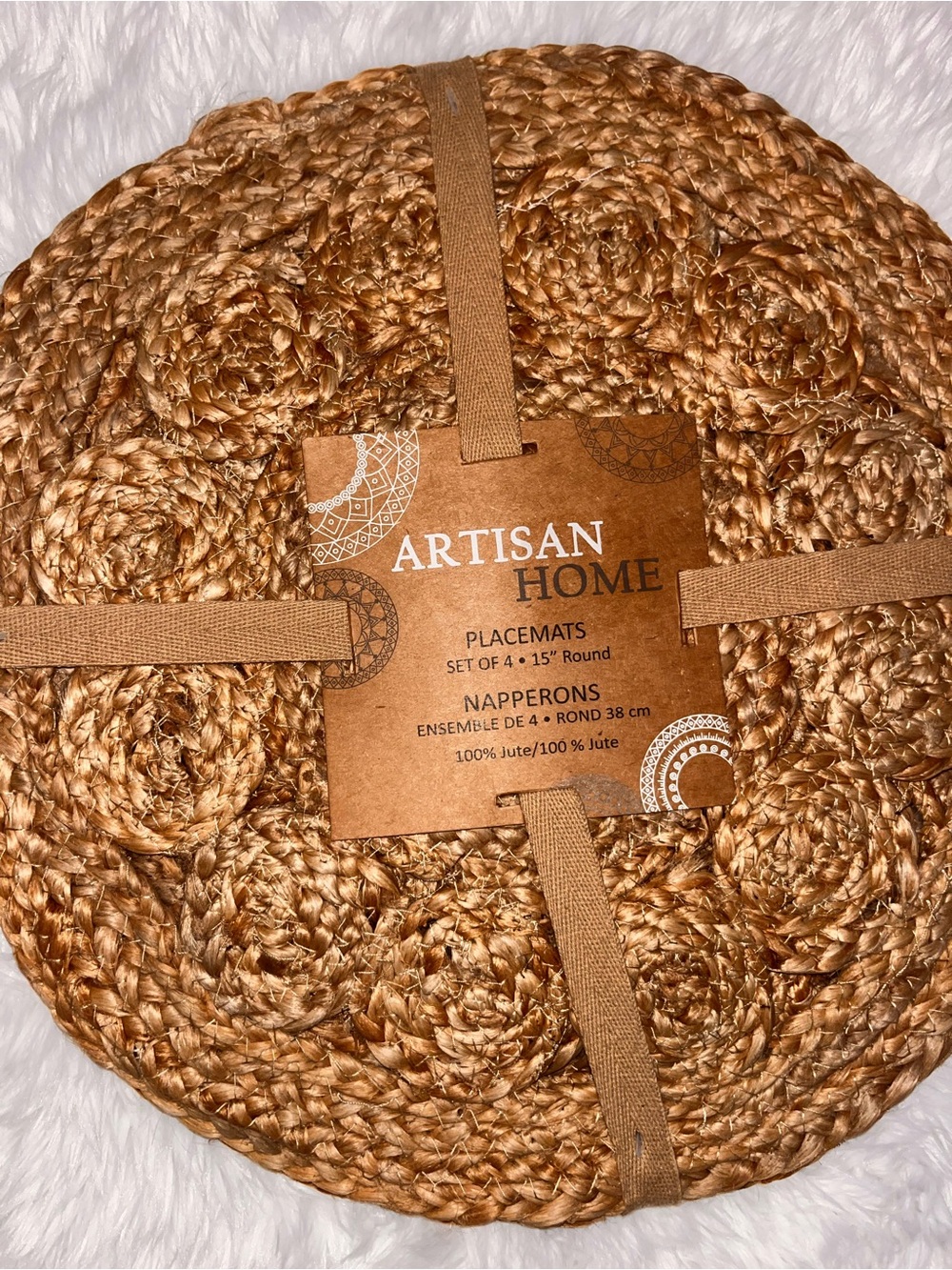 Artisan Brown Woven Jute Round Placemat Set